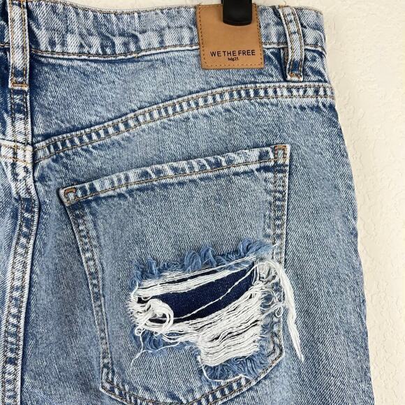 Free People Flare Jeans Size 31 New Dawn in Victoria Blue Distressed Revolve - Picture 8 of 9